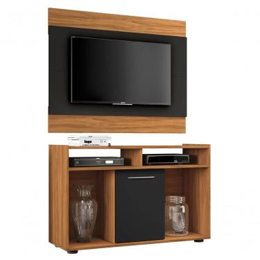 Imagem de Rack Com Painel Línio Freijó Com Preto - Moveisaqui