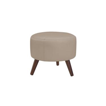 Imagem de Puff Decorativo Redondo Pés Palito Couro Bege