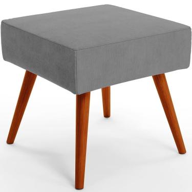 Imagem de Puff Banqueta Decorativa Com Pés Palito Lívia Suede Cinza