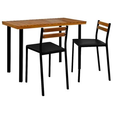 Imagem de Conjunto Sala De Jantar Moscou Com 2 Cadeiras Couro Preto Metal Preto 1 M