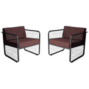 Imagem de Conjunto 2 Poltronas área Externa Fibra Sintética Santiago Preto-marrom