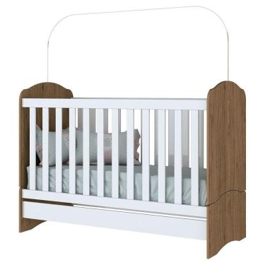 Imagem de Berço Henn Mini Cama Bala De Menta I02 Rustico Com Branco