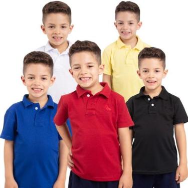Imagem de Kit 5 camisas polo infantil cores variadas - NoBrand, Kit n4 cores na 