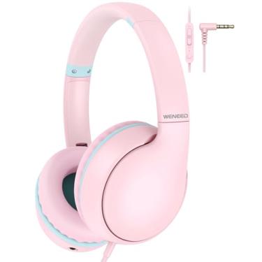 Imagem de Fones de ouvido infantis, fones de ouvido com fio com microfone, volume limitado de 85/94 dB, para crianças, meninas, meninos, adolescentes, fones de ouvido sobre a orelha para sala de aula, viagem