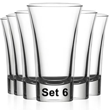 Imagem de TAOUNOA Copos de dose de tequila de 59 ml, pacote com 6 - Conjunto de vidro transparente elegante de 8 cm para festas, casamentos e presentes, copos quentes de base pesada para lava-louças