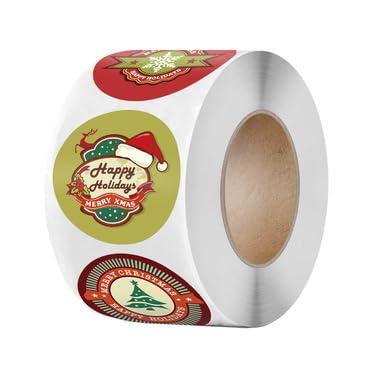 Imagem de 500 adesivos de Natal de 3,8 cm Feliz Natal bonito adesivo impermeável para embalagem de presente de Natal, cartões, envelopes, sacolas de brindes, caixa de lembrancinhas, decorações de lembrancinhas