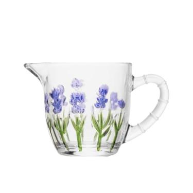 Imagem de Leiteira Cremeira Cristal 240ml Lavanda – Pintura Manual Artística, Ideal para Café, Leite e Suqueira Decorativa