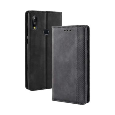 Imagem de Capa para ASUS Zenfone Max Pro M2 ZB631KL,Retro Flip magnético,Caso de telefone de couro PU,Design de carteira com 3 slots de cartão e 1 clipe de dinheiro -Black