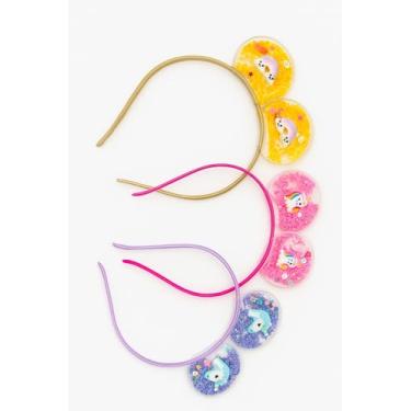 Imagem de Conjunto com 3 Tiaras, Arco de Cabelo Infantil com Unicórnios e Arco-Íris, em Cores Sortidas, Acessório para Meninas
