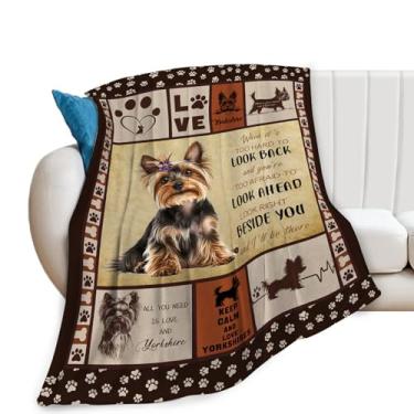 Imagem de Cobertor Yorkie, cobertor de cachorro Yorkshire, cobertores de lã de flanela para meninas, mulheres, adultos, roupa de cama macia, presente para sofá-cama, escritório, decoração de casa, 101 x 127 cm