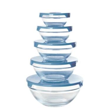 Imagem de Conjunto de 5 Potes Herméticos de Vidro com Tampa, Multicolorido (Azul, Vermelho, Roxo), Capacidades 150ml a 900ml, para Organização de Cozinha