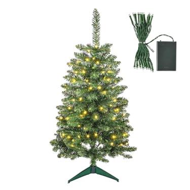 Imagem de Árvore de Natal artificial de 9,5 m para mesa – Mini árvore de Natal com 164 pontas de ramo, base de metal dobrável, montagem fácil – Ideal para decoração de casa, escritório, apartamento ou férias