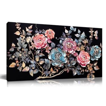 Imagem de CPKATMT Imagens de flores decoração de parede sala de estar arte de parede em tela colorida para escritório impressões modernas decoração quarto feminino tamanho 50,8 cm x 101,6 cm