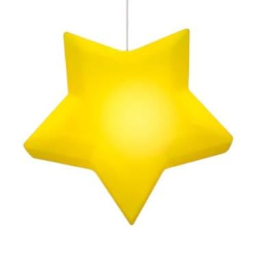 Imagem de Luminária Pendente Estrela Infantil Amarela Bivolt – Decoração para Quarto Infantil, Polietileno, Cabo 1,8m, Compatível com LED