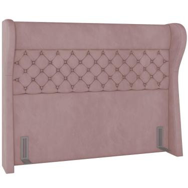 Imagem de Cabeceira Cama Box Casal 140 Cm P05 Madrid Veludo Rosê