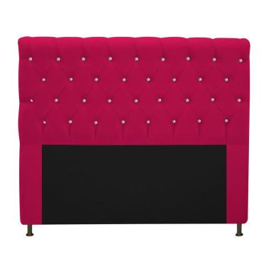 Imagem de Cabeceira Cristal 195cm King Size com Strass Suede Pink