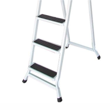 Imagem de Escada Dobrável C/5 Degraus Antiderrapante Em Aço Branco