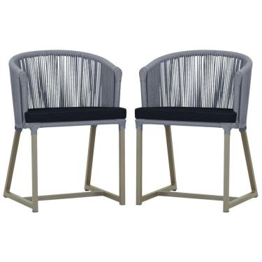 Imagem de 2 Cadeiras De Jantar Noronha Fendi Corda Náutica E12 Trama Prata