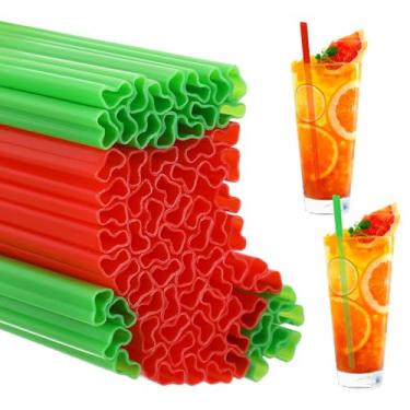 Imagem de Potchen 50 Pçs Canudos de Plástico em Forma de Meia de Natal Canudos Descartáveis para Coquetel Festa de Natal Artigos de Festa de Aniversário (Vermelho, Verde)