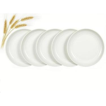 Imagem de ZQtyf Conjunto de 5 pratos de jantar de palha de trigo, leve, inquebrável, seguro para lava-louças e micro-ondas, pratos de plástico reutilizáveis, perfeitos para acampamento, piquenique, sem BPA