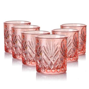 Imagem de ELERGIFTS Conjunto de 6 copos de shot rosa feitos à mão, 42,5 g, vintage base pesada, copos de tequila, copos pequenos, copos de shot para uísque, tequila, vodca, bebidas espirituosas e licores
