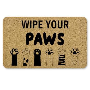 Imagem de Qnhij Capacho Wipe Your Paws, tapete de porta de gato, 43 x 76 cm
