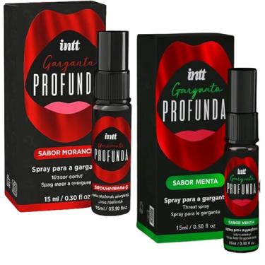 Imagem de Kit 2 Garganta Profunda Spray Comestível Beijável Sabor Morango e Menta15 ML Aroma Refrescante para Sexo Oral Intt (KIT MORANGO E MENTA)