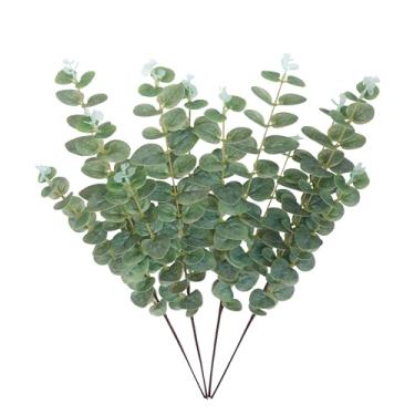 Imagem de Forlaoers 4 peças de 81 cm de altura, cinza, verde, folhas artificiais de eucalipto, hastes de vegetação, flores falsas, ramos para vasos, decoração de casa, arranjos de interiores