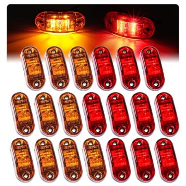 Imagem de TMH 20 peças de 6,3 cm 10 âmbar + 10 luzes de LED ovais vermelhas 3ª geração, 8 luzes de liberação de reboque super brilhantes de 12 V para caminhão, trailer, caminhão, ônibus, pickup compatível com