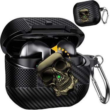 Imagem de Ephoou Capa para Samsung Galaxy Buds3 Pro/Galaxy Buds 3 com fechadura, caveira, corpo inteiro, à prova de choque, capa rígida com mosquetão e chaveiro para Galaxy Buds3 Pro, caveira de cobre