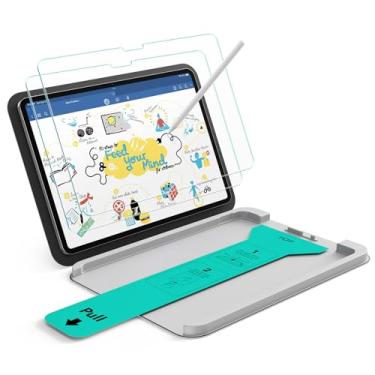 Imagem de ESR Pacote com 2 protetores de tela com toque de papel para iPad Pro de 13 polegadas (M5/M4) 2025/2024, escreva e desenhe como em papel, filme de vidro temperado 9H com bandeja ultra fit, suporte para