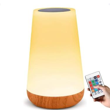 Imagem de Luminária de Mesa LED Com Controle Remoto Portátil Abajur Touch Sem Fio USB 13 Cores de Luz e Ajuste de Intensidade e 3 modos de Iluminação Quarto Sala Leitura