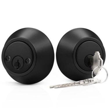 Imagem de Deadbolt Probrico de cilindro duplo, pacote com 1 pacote, preto plano