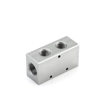 Imagem de Redrock Performance Coletor de ar, coletor de compressor de ar de 4 portas de 2 vias, bloco de distribuição de ar do coletor pneumático (722-1208 3/10.2 cm x 1/5.1 cm NPT Ctr para Ctr1-1/5.1 cm)