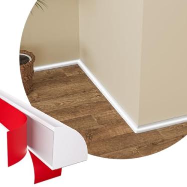 Imagem de Moldagem flexível de um quarto redondo - acabamento redondo de borracha de 690 cm, acabamento autoadesivo de borda de banheira, adequado para borda de parede, canto de chão, borda de armário de escada