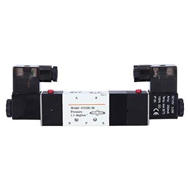 Imagem de Válvula Solenóide Pneumática 3 Posições 5 Vias DC 12V BSP 1/4 Normalmente Fechada Estrutura de Coluna Deslizante de Reação Rápida de Alto Desempenho para Automação Robótica 19,5 x