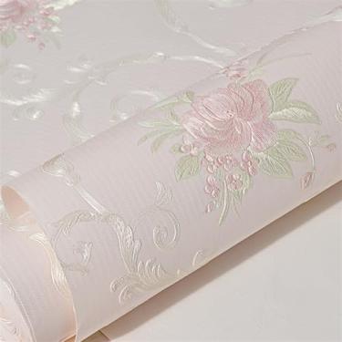 Imagem de GIBZ Papéis de parede florais vintage 3D descascar e colar papéis de parede rústicos coloridos decorações papel de parede papel de contato rosa 2 0,53 x 5 m