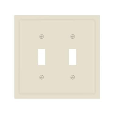 Imagem de JDAKHD Placa de cobertura de interruptor de luz branca quente off-white 2 gangs duplo interruptores decorativos placas de parede para tomadas elétricas capas de placa frontal cor neutra para todos os