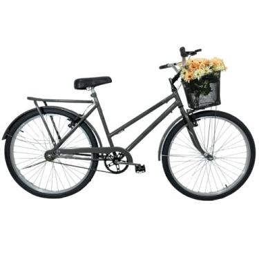 Imagem de Bicicleta Retrô Aro 26 Freio V-Brake Cesta Grafite
