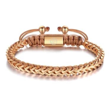 Imagem de WP WEPICK Pulseiras masculinas banhadas a ouro 18 K, corrente de elos francos, pulseira ajustável, joia masculina, presente de aniversário, For Wrist 6.5-8 Inch, Sem Pedra Preciosa