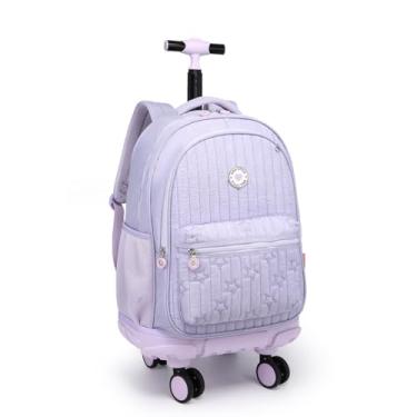 Imagem de Mochila Infantil Rodinha KIKA 4 Rodas Star Reforçada Grande (Lilás)