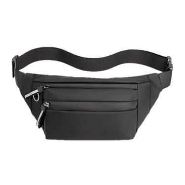 Imagem de Pochete transversal, bolsa de cintura impermeável com 2 zíperes, cinto ajustável, bolsa de quadril para viagens, corrida, caminhada, Preto, Fashiom