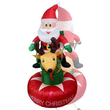 Imagem de Boneco Inflavel Natal Papai Noel Rena Grande Natalina Decoraçao Loja Shopping Casa Enfeite Hall Entrada Vitrine Fim Ano