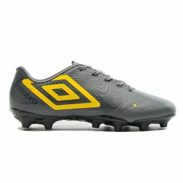 Imagem de Chuteira Campo, Orbit Junior, Umbro, Masculina, Grafite/Amarelo/Preto, 34