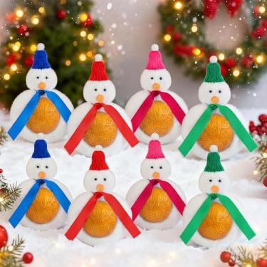 Imagem de Soaoo 8 peças de decoração de presente de pelúcia de boneco de neve para meias de Natal, capa de chocolate e cobertura de doces para enchimentos de caixa de Natal