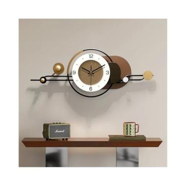 Imagem de HEBOIX Relógio de parede moderno para decoração de sala de estar/escritório, relógio de parede decorativo grande, relógio moderno silencioso operado por bateria arte de parede de metal para entrada