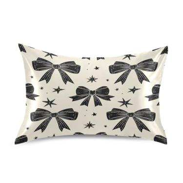 Imagem de Blueangle Fronha de cetim com gravata borboleta legal para cabelo e pele, fronha de seda, tamanho Queen (50,8 x 76,2 cm) - Capas de almofada de cetim refrescantes com fecho de envelope (632)