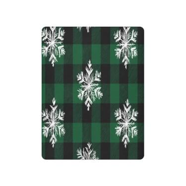 Imagem de Blueangle Jogo de lençol de berço macio respirável verde e preto com flocos de neve guingão, adequado para colchão de berço padrão (792)