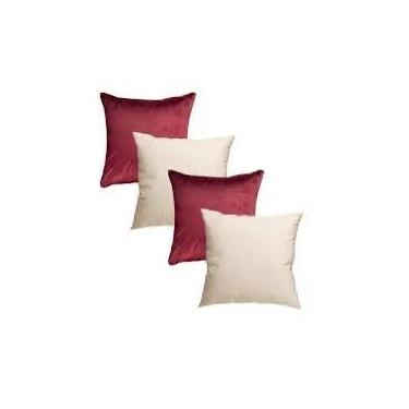 Imagem de KIT COM 4 ALMOFADAS CHEIAS PARA QUARTO SALA OU SOFÁ CORES SÓLIDAS(MIX_PALHA&VINHO LISO)