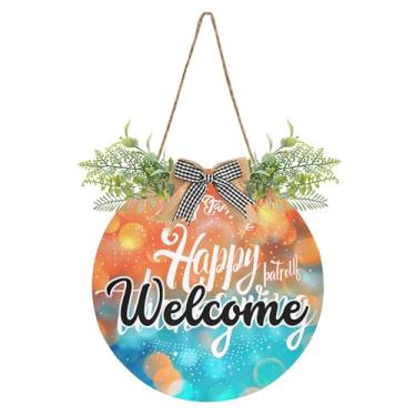 Imagem de SEHANY Guirlandas de outono para decoração de porta da frente, letreiro de boas-vindas de abóboras de madeira rústica para pendurar no dia de Ação de Graças para decoração de festas ao ar livre